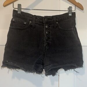 MADEWELL High-Rise Exposed Button Denim Shorts Women's Size 26 Faded Black